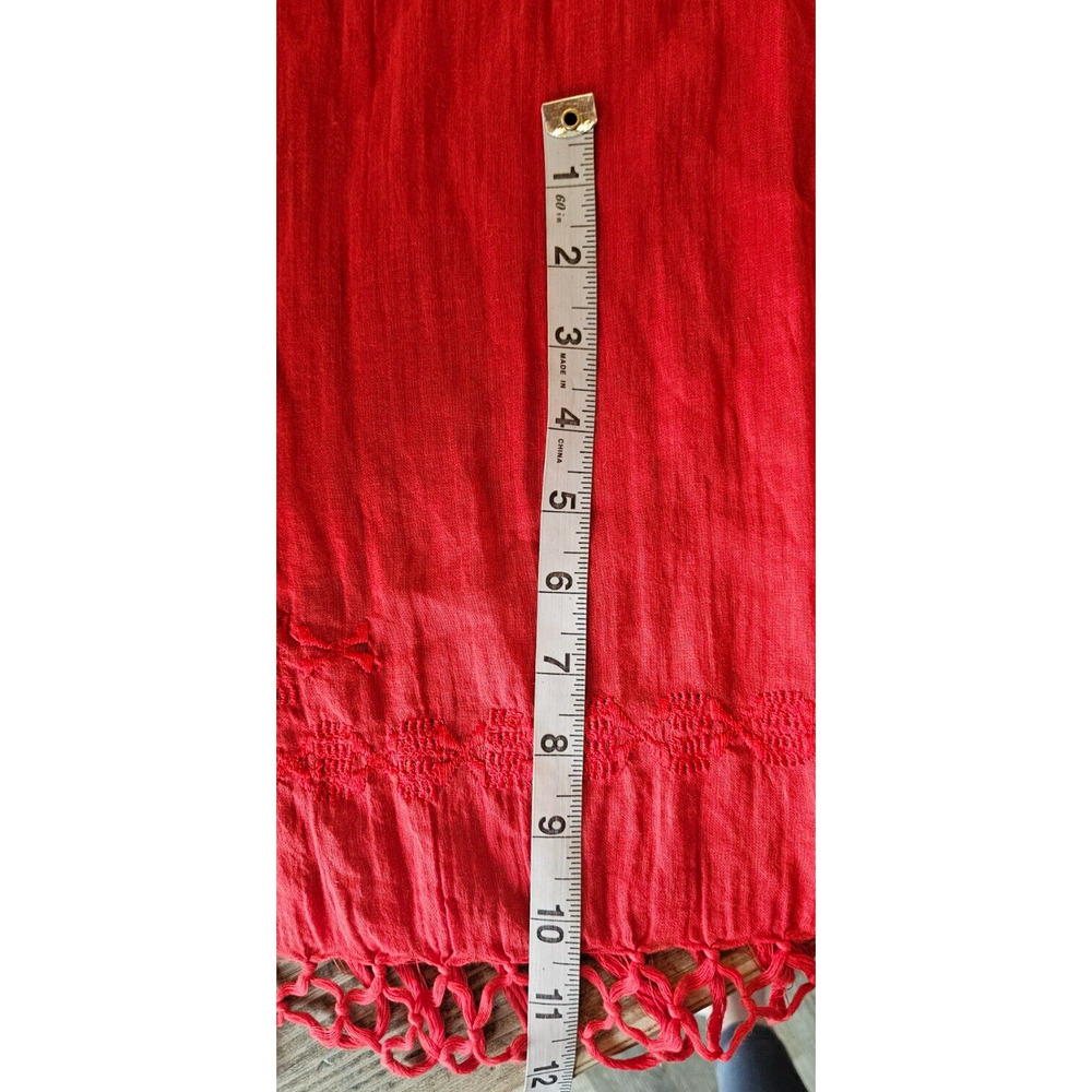 Madewell 1937 Womens Pashmina Scarf One Size Red Fringe Embroidered Shawl - Picture 8 of 8
